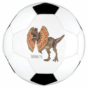 Dilophosaurus cartoon illustration soccer ball