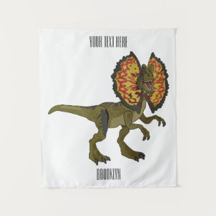 Dilophosaurus cartoon illustration tapestry