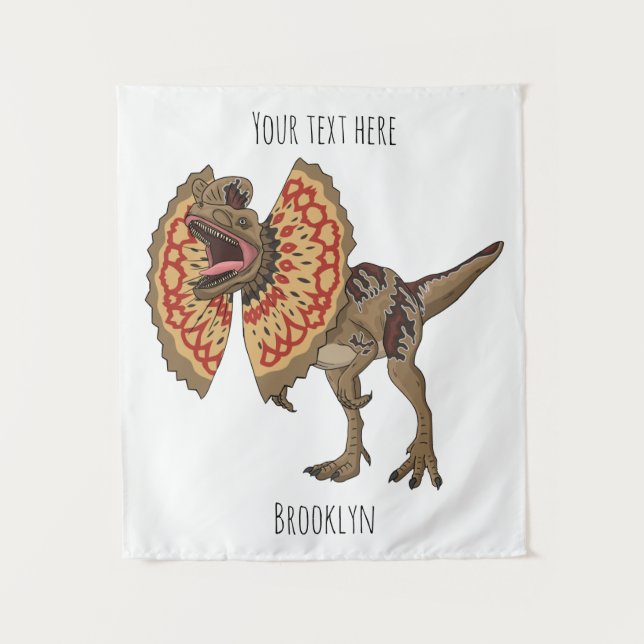 Dilophosaurus cartoon illustration tapestry (Front)