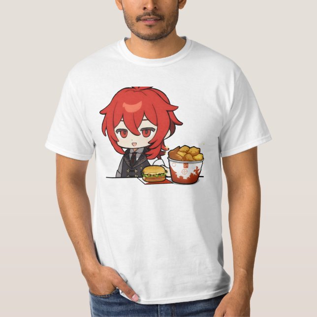 diluc chibi eat T-Shirt (Front)
