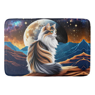 Dilute Calico Cat and Desert Moon Bath Mat