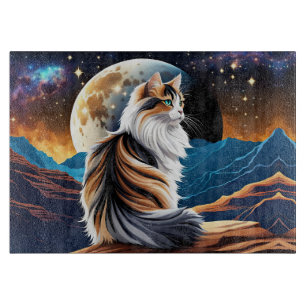 Dilute Calico Cat and Desert Moon Cutting Board