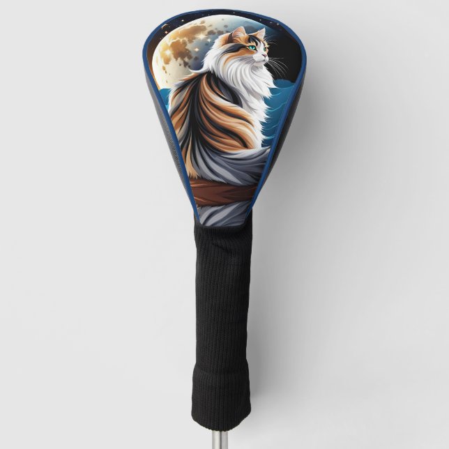 Dilute Calico Cat and Desert Moon Golf Head Cover (Front)