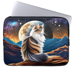 Dilute Calico Cat and Desert Moon Laptop Sleeve