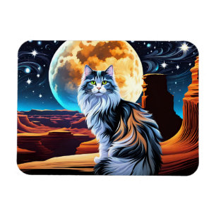 Dilute Calico cat, in the Desert-Full Moon Magnet
