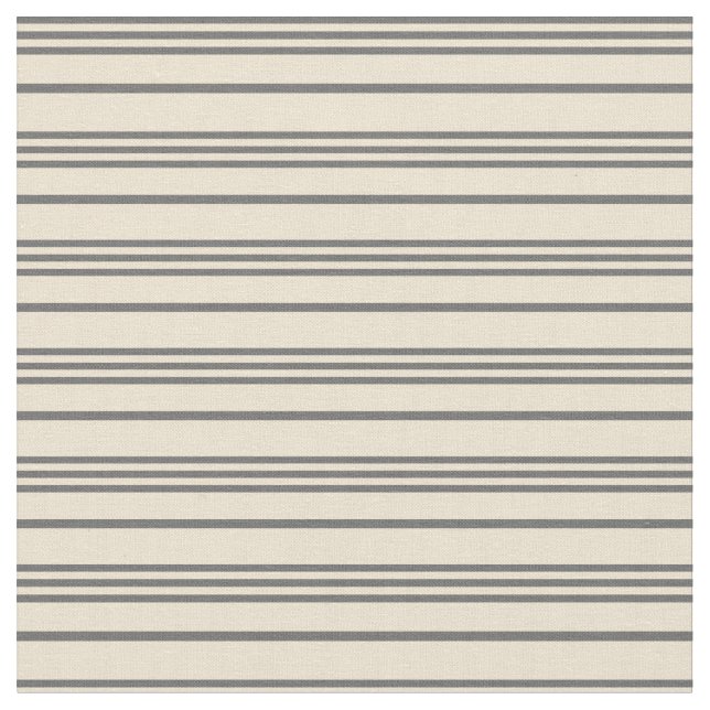 Dim Grey and Beige Lined/Striped Pattern Fabric (Close Up)
