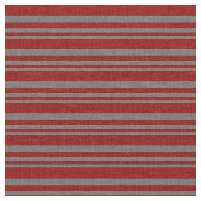 Dim Grey and Dark Red Coloured Stripes Fabric (Close Up)