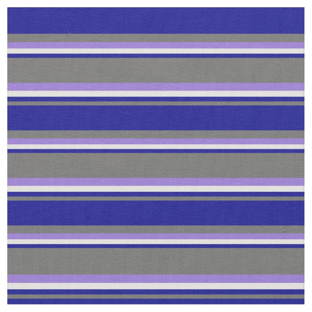 Dim Grey, Dark Blue, Light Cyan & Purple Lines Fabric (Close Up)