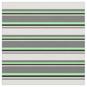 Dim Grey, Light Yellow, Black & Green Pattern Fabric