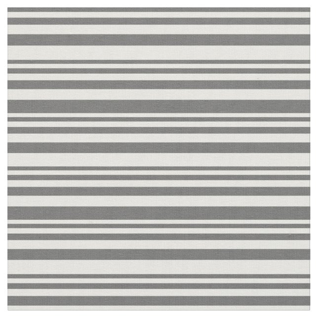 Dim Grey & Mint Cream Coloured Striped Pattern Fabric (Close Up)