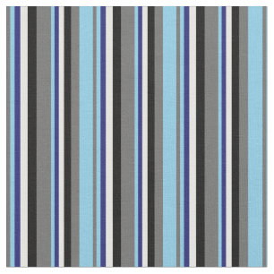 Dim Grey, Sky Blue, Midnight Blue, White & Black Fabric