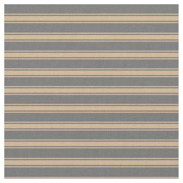 Dim Grey & Tan Coloured Lines Pattern Fabric (Close Up)