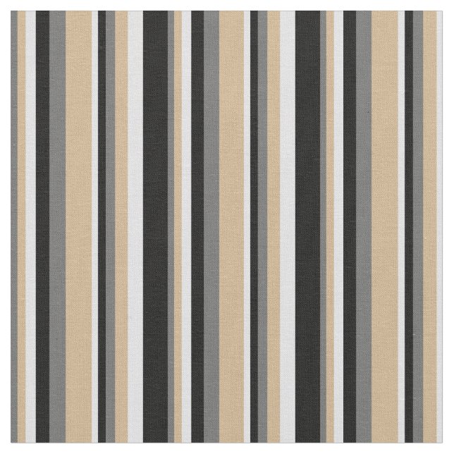 Dim Grey, Tan, Lavender & Black Coloured Lines Fabric (Close Up)
