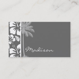 Dim Grey Tropical Hibiscus; Palm Tree Business Card