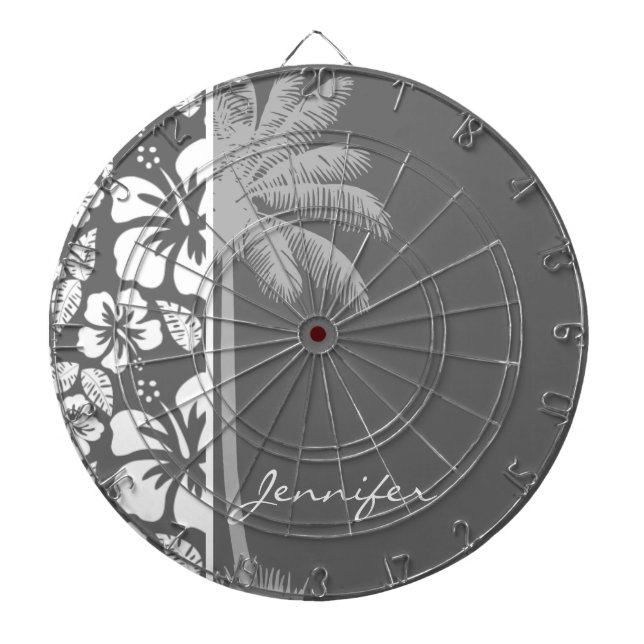 Dim Grey Tropical Hibiscus; Palm Tree Dartboard (Front)