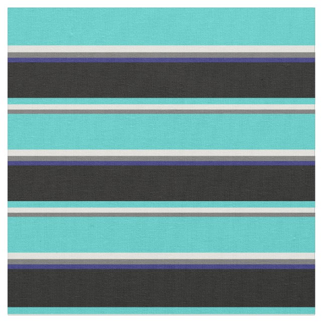 Dim Grey, Yellow, Turquoise, Black & Midnight Blue Fabric (Close Up)