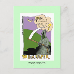 Dim Reaper Halloween Funny Cartoon Post Card