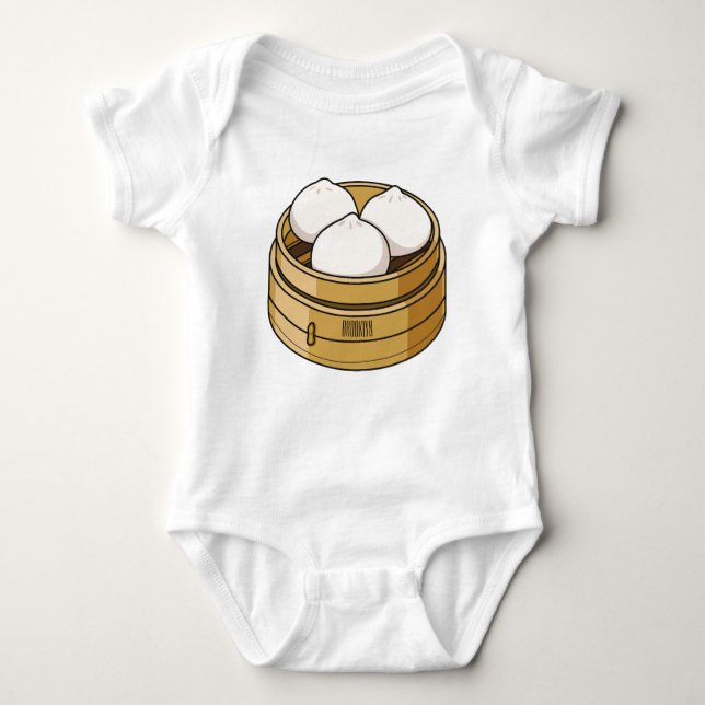Dim sum cartoon illustration baby bodysuit (Front)