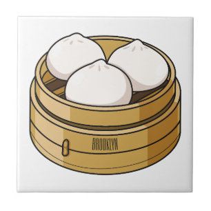 Dim sum cartoon illustration ceramic tile