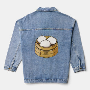 Dim sum cartoon illustration denim jacket