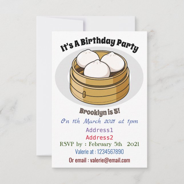 Dim sum cartoon illustration invitation (Front)