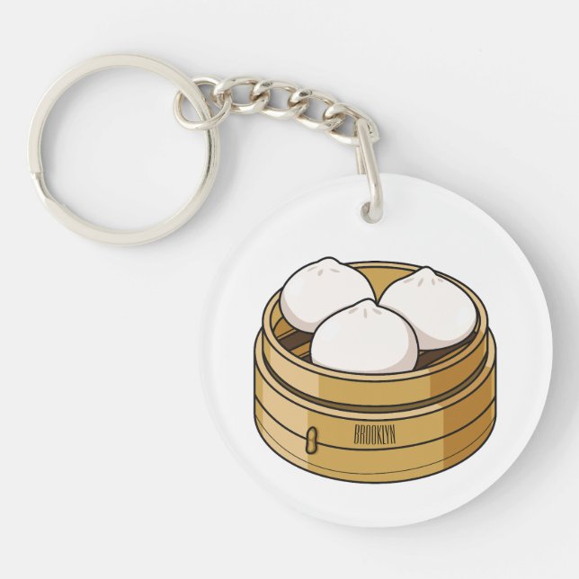 Dim sum cartoon illustration key ring (Front)