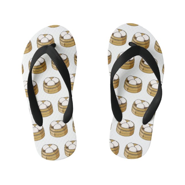 Dim sum cartoon illustration kid's thongs (Footbed)