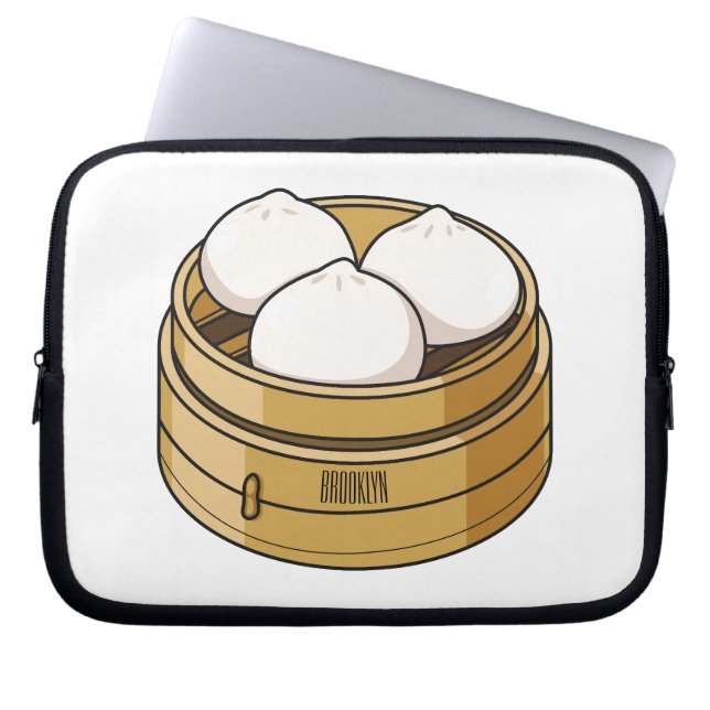Dim sum cartoon illustration laptop sleeve (Front)