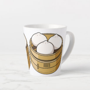 Dim sum cartoon illustration latte mug