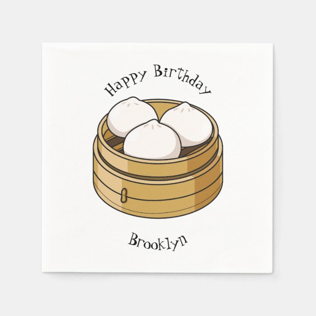 Dim sum cartoon illustration  napkin (Front)
