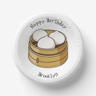 Dim sum cartoon illustration  paper plate