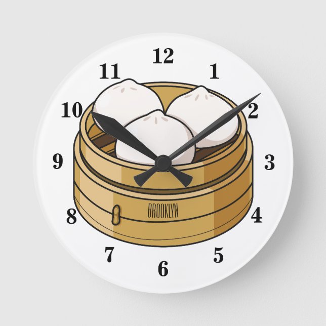 Dim sum cartoon illustration  round clock (Front)