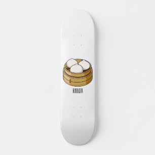 Dim sum cartoon illustration skateboard