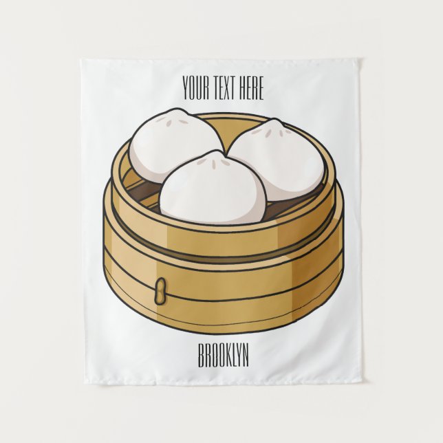 Dim sum cartoon illustration tapestry (Front)