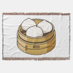 Dim sum cartoon illustration throw blanket