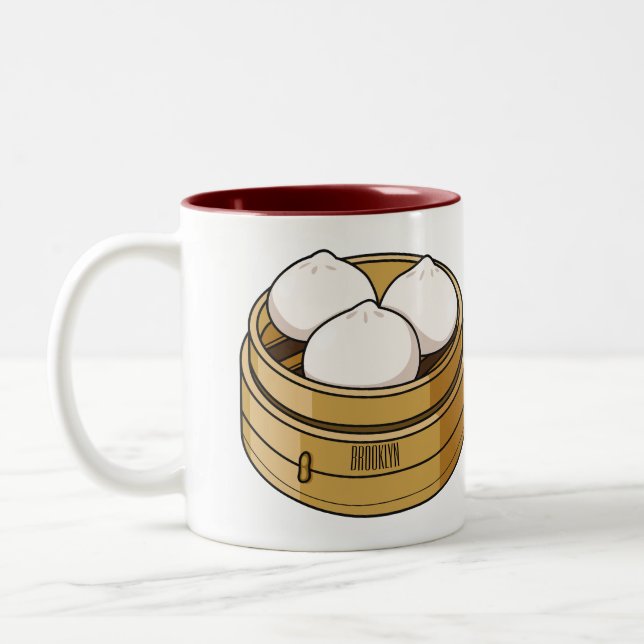 Dim sum cartoon illustration  Two-Tone coffee mug (Left)