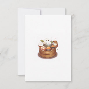 Dim sum, food themed thank you card