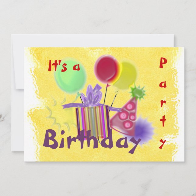 Dimensional Birthday Party Invitation (Front)