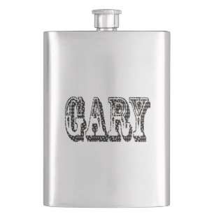 Dimensional Black White Gary Name, Hip Flask