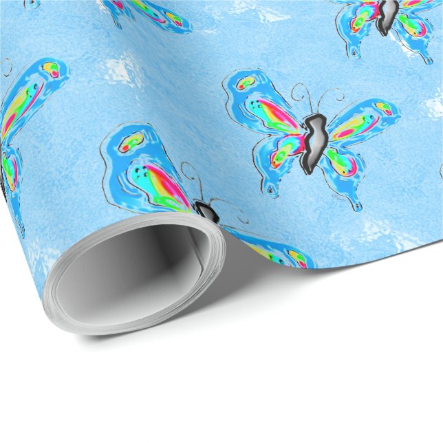 Dimensional Butterflies Wrapping Paper (Roll Corner)