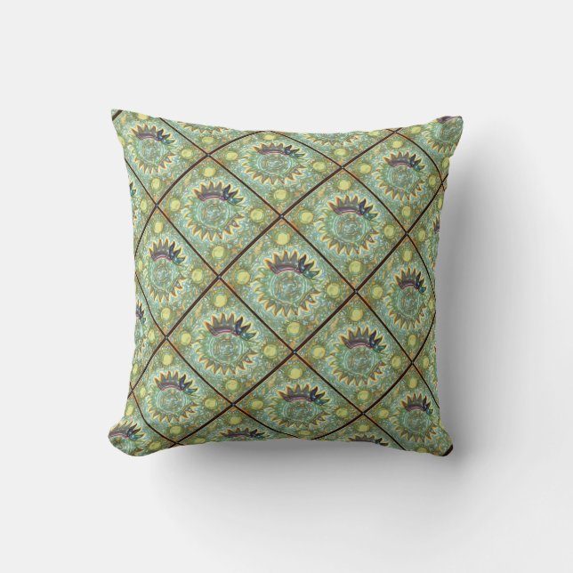 Dimensional Celestial Sun Teal Cushion (Front)