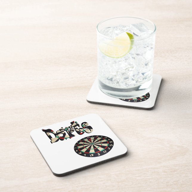 Dimensional Darts Logo With Dartboard, Coaster (Right Side)
