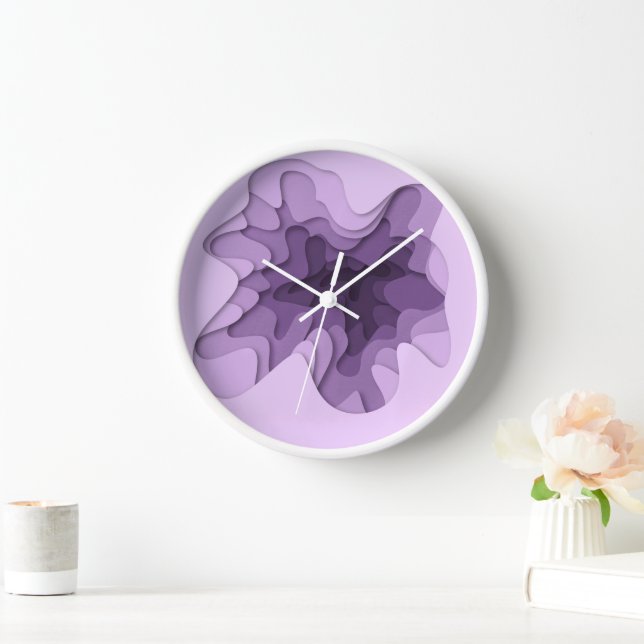 Dimensional Effect Elegant Ombre Purple Layers Clock (Home)