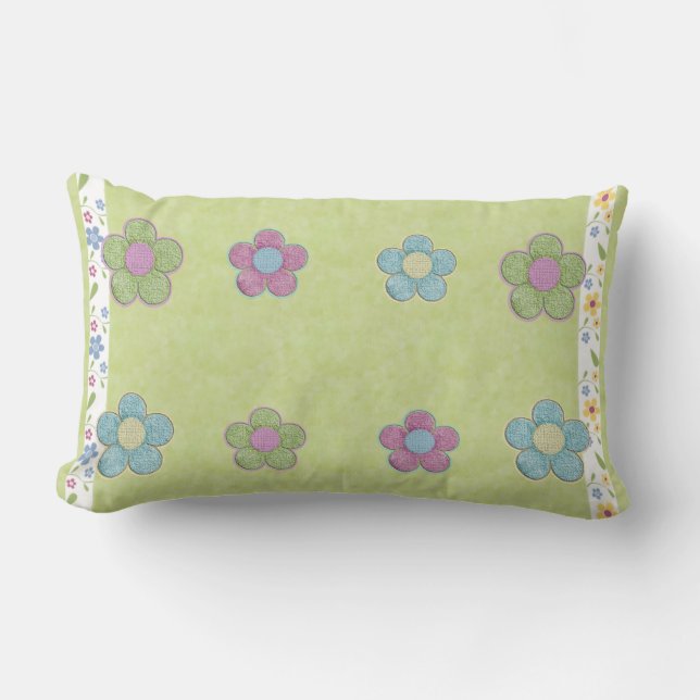 Dimensional Flowers (lime) Lumbar Cushion (Front)