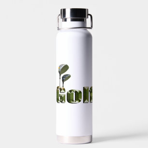 Dimensional Golf Clubs And Name, Water Bottle
