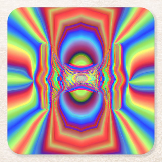 Dimensional Intersection Digital Art Square Paper Coaster (Front)
