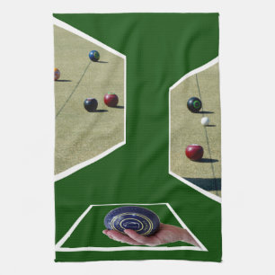 Dimensional Lawn Bowls Design, Tea Towel