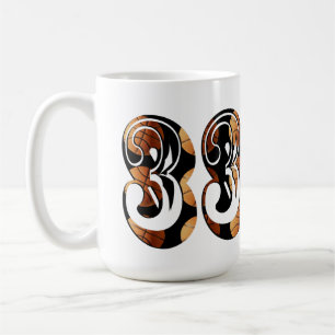 Dimensional Orange Black Basketball Number 33, Coffee Mug