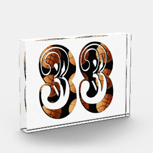 Dimensional Orange Black Basketball Number 33, Photo Block
