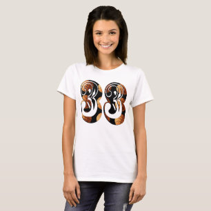 Dimensional Orange Black Basketball Number 33, T-Shirt